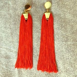 Fun red tassel fringe earrings